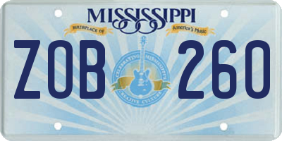 MS license plate ZOB260