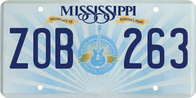 MS license plate ZOB263