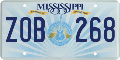 MS license plate ZOB268