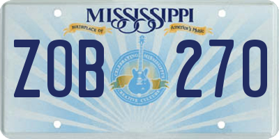 MS license plate ZOB270