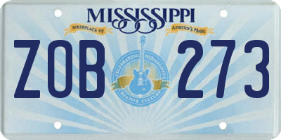 MS license plate ZOB273