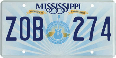 MS license plate ZOB274