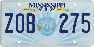 MS license plate ZOB275