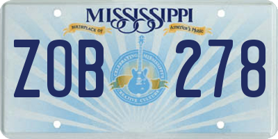 MS license plate ZOB278