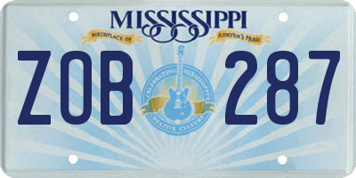 MS license plate ZOB287