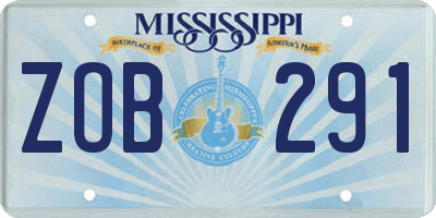 MS license plate ZOB291