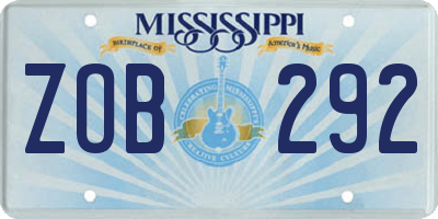 MS license plate ZOB292