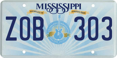 MS license plate ZOB303