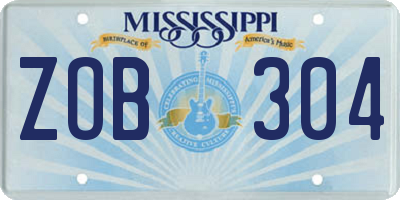 MS license plate ZOB304