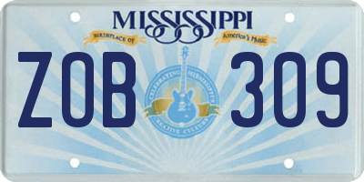 MS license plate ZOB309