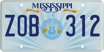 MS license plate ZOB312