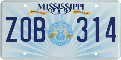MS license plate ZOB314