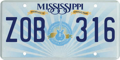 MS license plate ZOB316