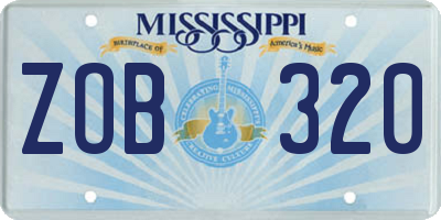 MS license plate ZOB320