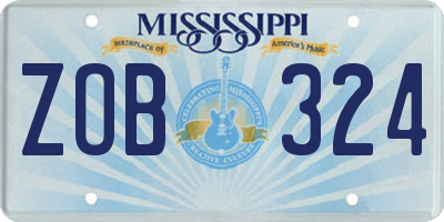 MS license plate ZOB324
