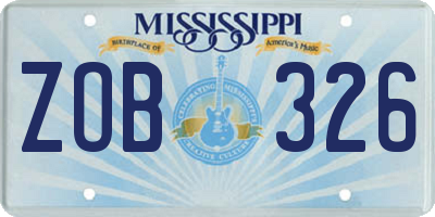 MS license plate ZOB326