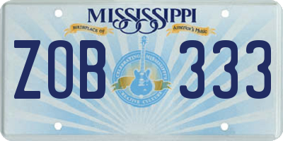 MS license plate ZOB333