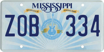 MS license plate ZOB334