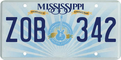 MS license plate ZOB342