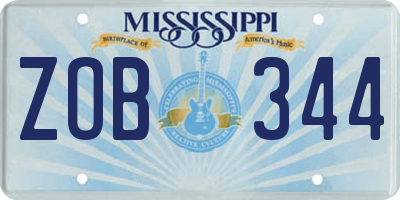 MS license plate ZOB344