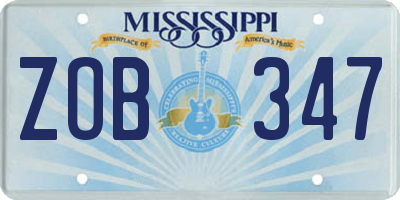 MS license plate ZOB347