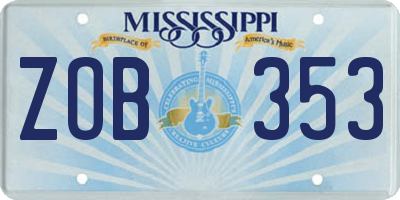 MS license plate ZOB353