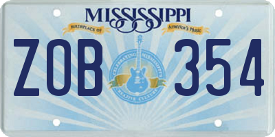 MS license plate ZOB354