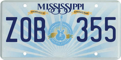 MS license plate ZOB355
