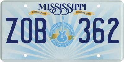 MS license plate ZOB362
