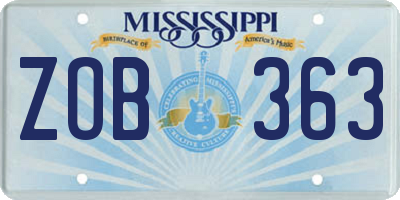MS license plate ZOB363