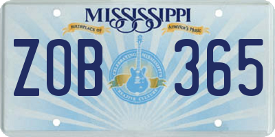 MS license plate ZOB365