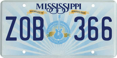 MS license plate ZOB366