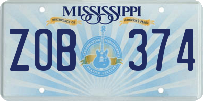 MS license plate ZOB374
