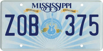 MS license plate ZOB375