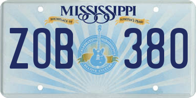 MS license plate ZOB380