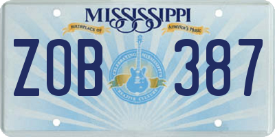 MS license plate ZOB387