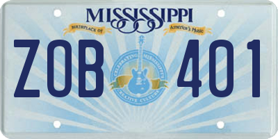 MS license plate ZOB401