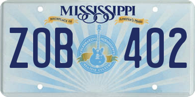 MS license plate ZOB402