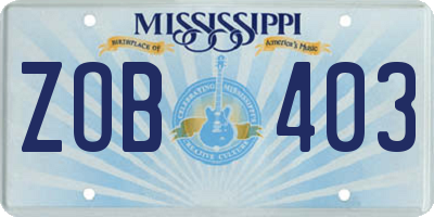 MS license plate ZOB403
