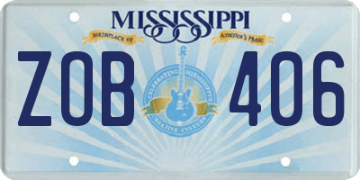MS license plate ZOB406