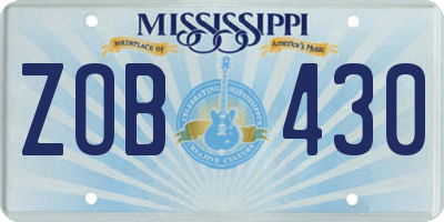 MS license plate ZOB430