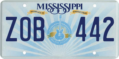 MS license plate ZOB442