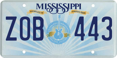 MS license plate ZOB443