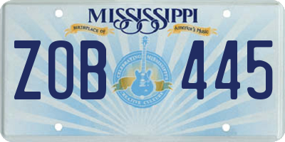 MS license plate ZOB445
