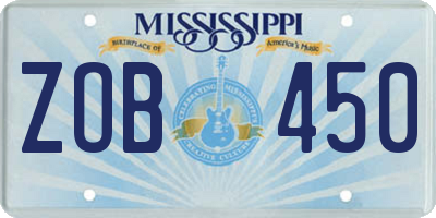 MS license plate ZOB450