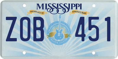 MS license plate ZOB451