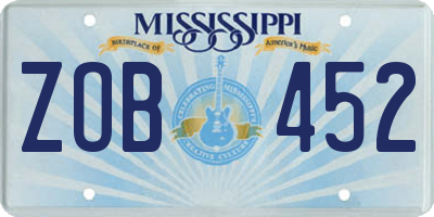 MS license plate ZOB452