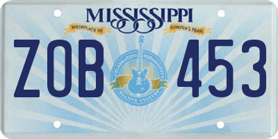 MS license plate ZOB453