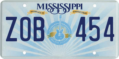 MS license plate ZOB454