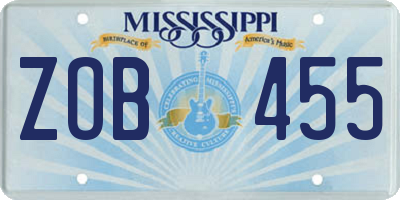 MS license plate ZOB455